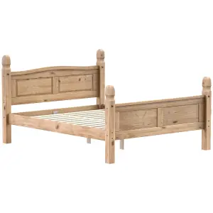 Vida Designs Corona 5ft King Size Solid Wood Bed Frame Distressed Waxed Pine, High Foot End, 200 x 150cm