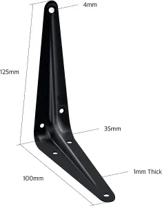 EAI - London Shelf Bracket - 125x100x35x1mm - Black - Pack of 10