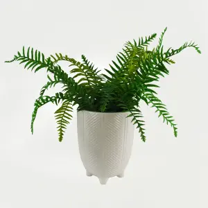 Ceramic Plant Pot Planter White with Feet 15 x 15 x 18.5cm by Leaf Design Botanik