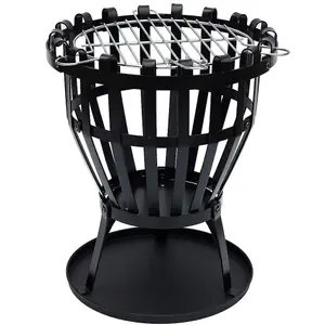 Fire Vida Black Round Portable Steel Brazier Outdoor