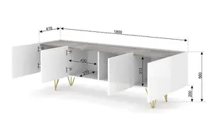 Space TV Cabinet in White W180cm x H56cm x D42cm