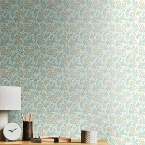 Hoopla Walls Petite Posy Seafoam Smooth Matt Wallpaper