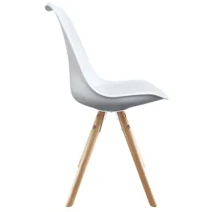 Soho White Plastic Dining Chair with Pyramid Light Wood Legs