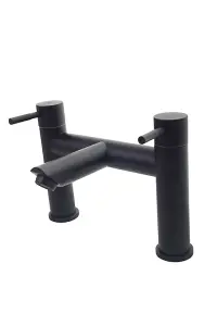 Bathroom Modern Waterfall Black Finish Basin Bath Sink Mono Square Mixer Bath Filler Tap