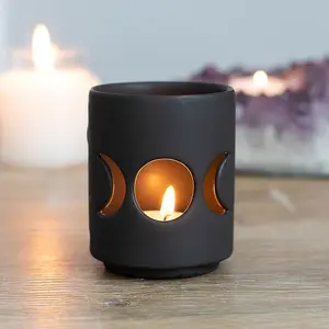 Something Different Triple Moon Cut Out Candle Holder Black (One Size)