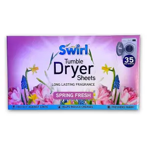 Swirl Tumble Dryer Sheet Spring Fresh Scent 35 Sheets x 3