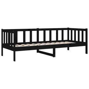 Berkfield Day Bed Black 90x190 cm Solid Wood Pine