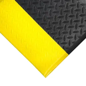 Nicoman 12mm Thick Tough Heavy Duty Anti-Fatigue Mat 150 x 90cm Black/Yellow