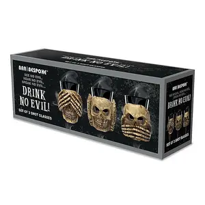 Drink No Evil - 3 X Skull Resin Shot Glasses