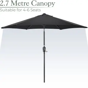 2.7m Crank and Tilt Parasol - Black