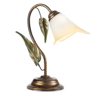 Luminosa Miranda Glass Table Lamp, Antique Gold, Glass Shades