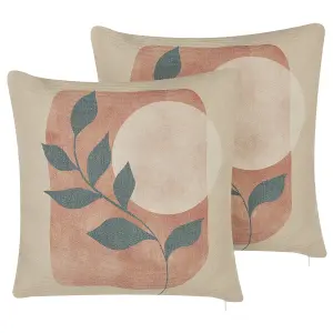 Set of 2 Cushions CALLIOPSIS 45 x 45 cm Abstract White