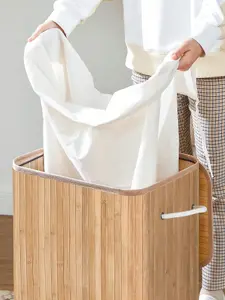 SONGMICS Bamboo Laundry Basket, XL Foldable Storage Hamper With Removable Washable Lining, 72L, 40 X 30 X 60 Cm, Natural