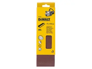 Dewalt DT3377-QZ Sanding Belt 533 x 75mm 80G Grit Pack of 3 Fits DCW220NT