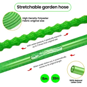 15m Expandable Garden Hose Pipe with 7 Function Anti Kink Water Hose Gun