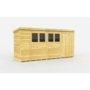 DIY Sheds 15x4 Pent Shed - Double Door With Windows