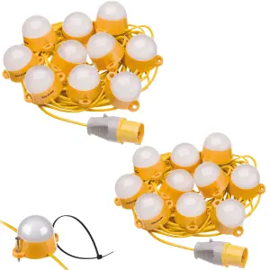 110V LED Festoon Kits Interconnectable Site Lighting 2x 22m