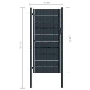 Berkfield Fence Gate PVC and Steel 100x164 cm Anthracite