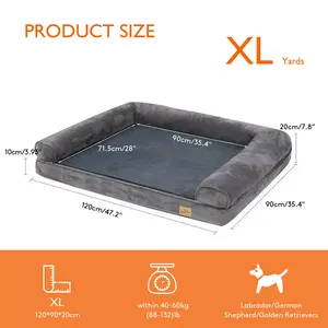 Hundebett Dog Beds Bolster Cushion  20cm H x 120cm W x 90cm D