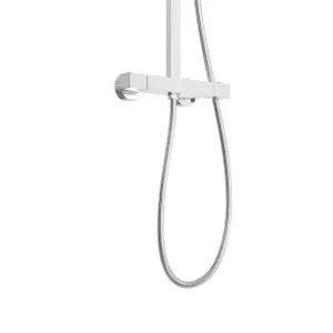 Rinse Bathrooms Thermostat Shower System, Twin Head Thermostatic Shower Mixer Set with 8" Square Rainfall Shower Head