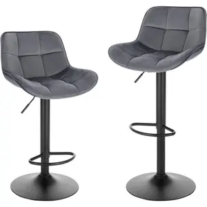 Stace Height Adjustable Swivel Bar Stool (Set of 2) Dark Grey