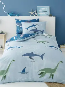 Sea Dino Shark Single Duvet Cover and Pillowcase Set