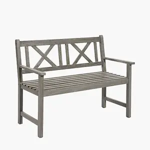 Grey 2 Seater Acacia Wood Garden Bench