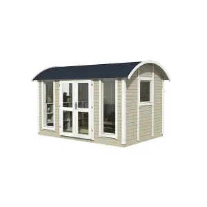 Inmedias Garden Shepherds Hut Log Cabin - 3.6m x 2.4m - Glamping Pod Building with Decorative Wheels