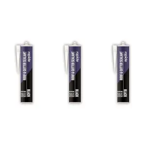 Rapide Roof & Gutter Sealant Black 260ml (Pack of 3)