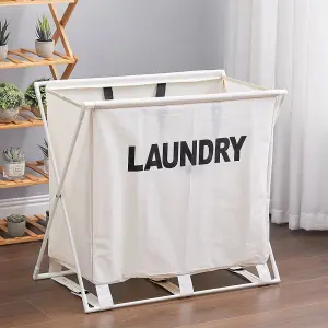 Beige Folding Large Basket Bag Organizer for Dirty Clothes Heavy Duty Laundry Cart Baskets with Handle