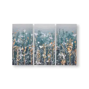 Wildflower meadow Set of 3 Canvas Printed Canvas