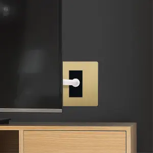 British General Single Screwless TV & radio socket Satin Brass effect