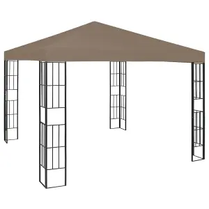 Berkfield Gazebo with LED String Lights 3x3 m Taupe