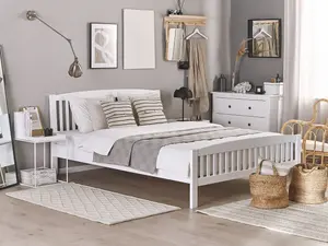 Wooden EU Super King Size Bed White CASTRES