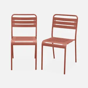 sweeek. Pair of steel garden chairs Amelia Terracotta 44x52x79 cm