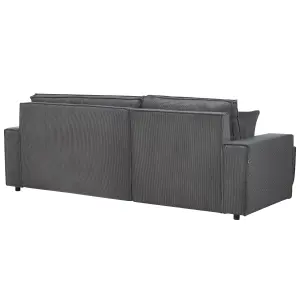 Sofa Bed ABACKA Graphite Grey Corduroy Right Hand