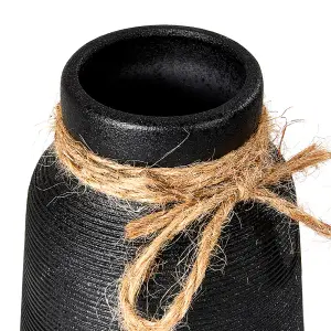 Black Simple Hemp Rope Ceramic Flower Vase