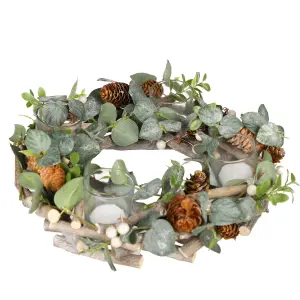 Nature Trail Wreath Tealight Xmas Table Decoration Centrepiece Christmas Décor Candle Holder