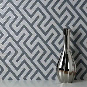 Larson Geometric Blue & Silver Wallpaper FD43070