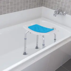 HOMCOM Adjust Aluminium Bath Stool Spa Shower Chair Non-Slip w/ Shower Hole