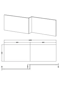 1700mm Waterproof Square Shower Bath Front Panel - Gloss White