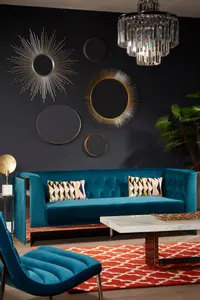 Interiors by Premier Vogue 3 Seat Teal Velvet Sofa