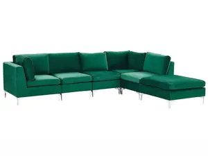 Sofa with Ottoman EVJA Green Velvet Left Hand