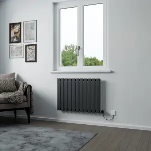 Agadon Lola Electric Designer Panel Radiator 600 x 828 mm Textured Anthracite - 700 W Smart Heating Element