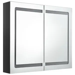 Berkfield LED Bathroom Mirror Cabinet Shining Black 80x12x68 cm