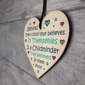 Wood Hanging Heart Thank You Gift for Childminder Teacher Friendship Gift Keepsake