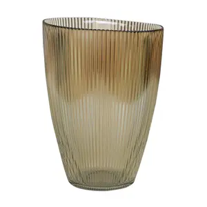 Mocha Ribbed Tall Vase H24.5Cm W18Cm