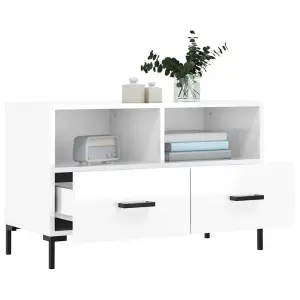 Berkfield TV Cabinet High Gloss White 80x36x50 cm Engineered Wood