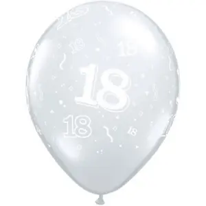 Qualatex 11 Inch 18th Birthday Balloons (Pack Of 50) Diamond Clear (One Size)