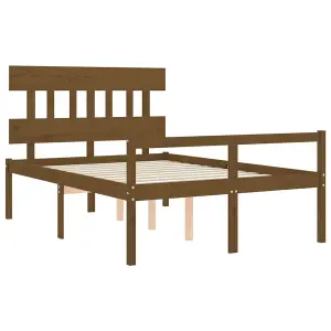 Berkfield Bed Frame with Headboard Honey Brown 140x190 cm Solid Wood